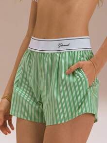 GLOWMODE Voyager Regular Fit Elastic Waistband Logo Front Pleats Side Back Pockets Boxer Shorts Daily Casual Vacation Travel Lounge Wear - Green - View 3