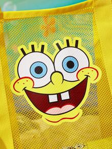 SpongeBob SquarePants | SHEIN 1 Cute Cartoon Character Pattern Mesh Tote Bag, Beach Bag, With Anti-Splashing Material Small Bag, Can Store Mobile Phones And Other Small Objects, Suitable For Commuting, Sports, Leisure, Outings, Suitable For Swimming, Large Capacity, Yellow - Yellow - View 8