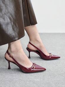 CUCCOO BIZCHIC Women's Fashionable Elegant Pointed Toe High Heel Sandals - Burgundy - View 6