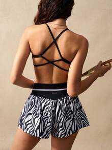 VARSIVA 斑马纹拼接宽松运动短裤 - 彩色 - 查看 5