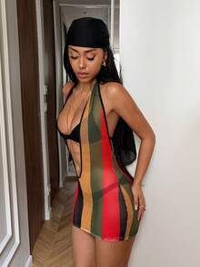 StreetHx 女士时尚多色钩针编织背心连衣裙 - 彩色 - 查看 4