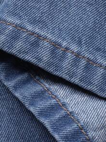 DAZY 女士常规款中腰破洞宽松直筒牛仔裤 - 中等水洗藍 - 查看 7