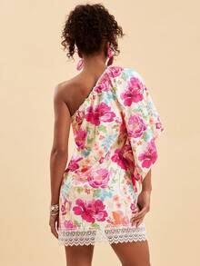 SHEIN TRVLCHIC 女士斜肩印花优雅迷你连衣裙 - 彩色 - 查看 2