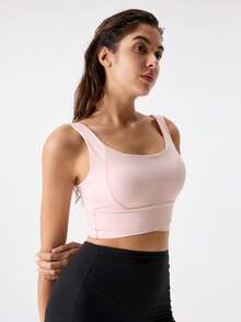 Loungeista Yoga Tanktop atmungsaktiver Sport-BH mit stoßdämpfender und raffender Funktion für eine schöne Rückenform, Workout Tank Gym Oberteil - Babypink - Übersicht 6
