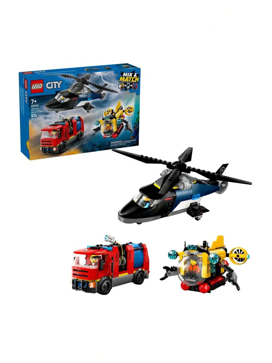 LEGO City Helicopter, Fire Truck & Submarine Remix Kids 7Years+ 60462 - Multicolor - View 1