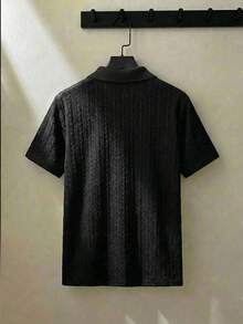 ESTAVOR Áo polo nam tay ngắn, thiết kế thêu họa tiết, kiểu dáng thường ngày. - màu đen - Xem 2