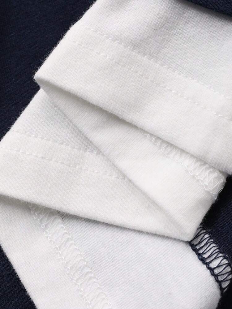 Women's Summer Contrast Color Round Neck Short Sleeve 2 In 1 Splicing Casual T-Shirt