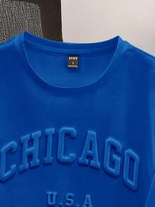 Manfinity Joysei Camiseta ajustada de manga corta azul marino para hombres - azul real - Ver 3