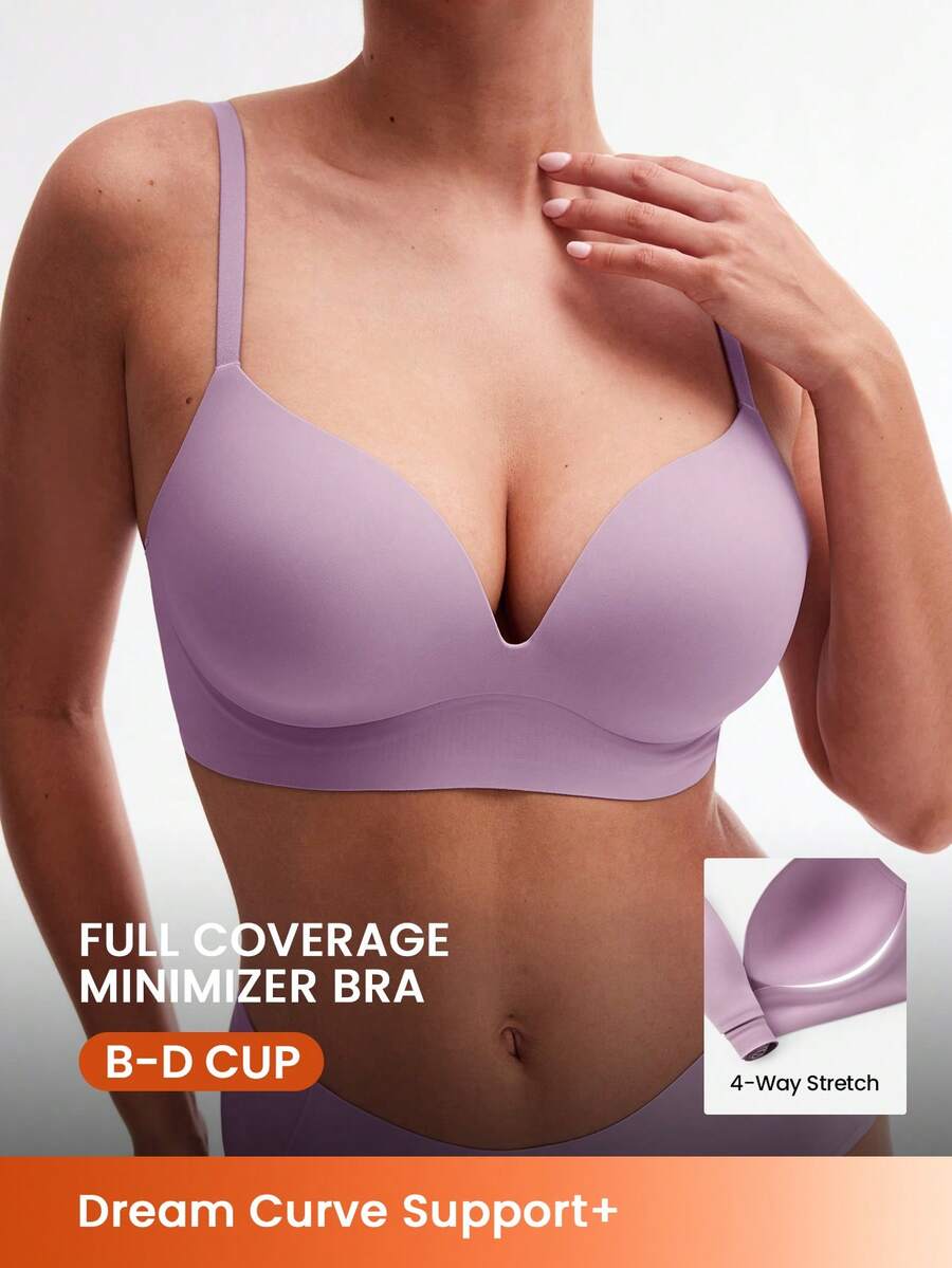 LUVLETTE Sujetador inalámbrico con aros de apoyo Dream Curve+ de color morado, talla básica, sujetador cómodo y esencial de la libertad - Morado - Ver 1