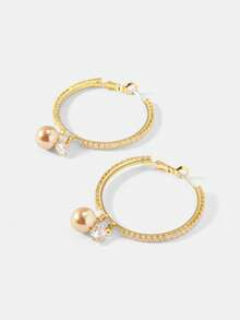 MOTF PREMIUM CROSS PEARL EARRINGS EUROPEAN AND AMERICAN RETRO ELEGANT TEMPERAMENT EARRINGS LIGHT LUXURY EARRINGS - Gold - View 5