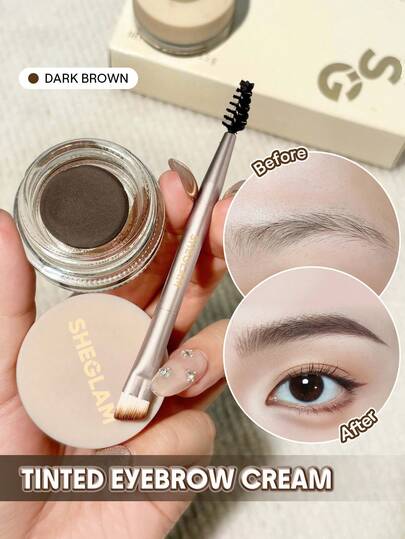 SHEGLAM Boss Brow 防水潤髮油-深棕色防水眉膏高顯色持久定型填充眉妝帶雙頭刷眉筆 品牌 美容 化妝 化妝品 適合女性與女孩 完美搭配冬季春季 Y2K 時尚 流行 生日 情人節禮物 假期 派對準備就緒 最佳顏色