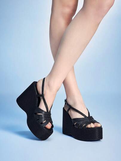 Sugerpunk Platform Sandals Women's Slippers Fish Mouth Wedge Heel Fashion Women's Shoes