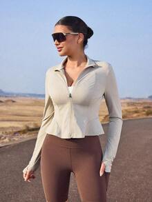 OutZeal Women Sun-Proof Jacket Daily Casual Travel Summer Cool Touch UV Protection Mermaid Hem With Thumb Hole - Khaki - View 6