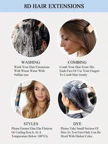 8D Micro Link Nano Beads Hair Extensions,16-22 INCH 50G/Pack, Micro Loop Human Hair Extensions, Invisible No Trace,Straight Human Hair,Invisible Mini Silicon Beads Easy To Install,Seamless, Natural Straight Hair,Perfect For Long Hair Lengthening, Hair Lengthening Straight Hair Texture Natural Hair Look - Multicolor - View 17