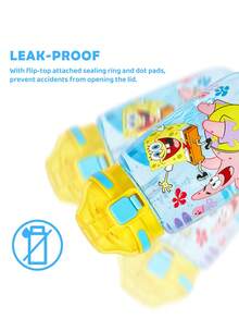 SpongeBob SquarePants | SHEIN 500毫升卡通图案水瓶，配有硅胶吸管和防漏盖，适合旅行、观光、返校使用，Tritan材质。 - 淺藍色 - 查看 4