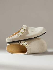 Solecia Giày bệt nữ kiểu dáng mới, xỏ chân nhẹ, che nửa bàn chân, thích hợp cho hoạt động thường ngày. - Màu kaki đậm - Xem 6