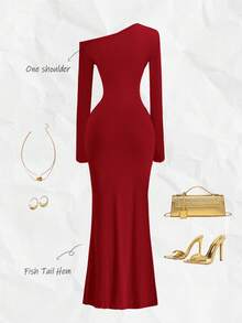 Olithes Đầm maxi dài tay xếp ly eo thon, phong cách lãng mạn, thanh lịch Rafferiza dành cho nữ, thích hợp cho kỳ nghỉ, ngày lễ tình nhân, hẹn hò, gợi cảm, dễ thương, nhiều kiểu phối đồ, bộ sưu tập xuân/hè/thu mới về, đầm tốt nghiệp mùa xuân, đầm đi biển trễ vai, trang phục nữ dễ thương khoét lỗ, dự tiệc, cúc kim loại hình hoa hồng, thiết kế độc đáo. - Đỏ - Xem 2