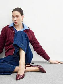 CUCCOO BIZCHIC 女士时尚优雅尖头高跟凉鞋 - 酒紅色 - 查看 3