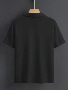 Manfinity Hypemode Men's Solid Color Short Sleeve Casual Commuter Polo Shirt - Black - View 2