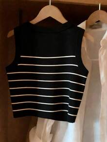 Resyla Women's Spring/Summer New Arrival Striped Print Pattern Round Neck Slim Fit Casual Versatile Tank Top - Multicolor - View 2