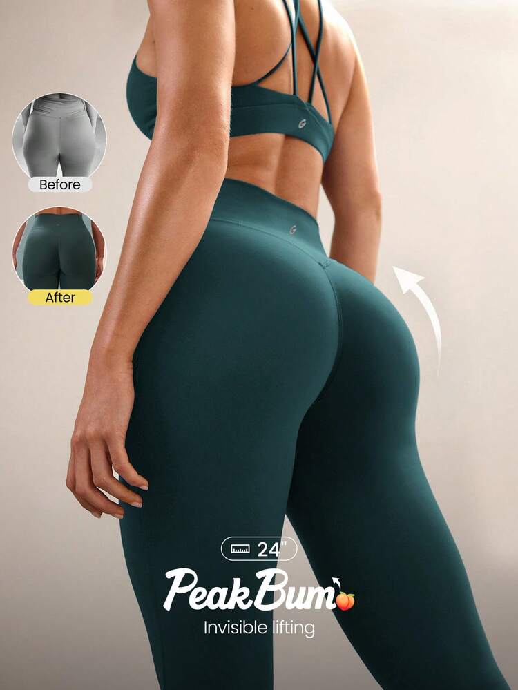24" Peakbum Powersculpt™-Air Sculpt Flex Sweat-Wicking Cool Feel V-Waist Butt-Lifting Leggings High Impact Workout Running Training Fall Winter