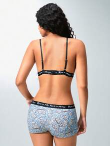 Rick and Morty X SHEIN Women's Fashion Cartoon Print Lingerie Set - Blue and White - View 2