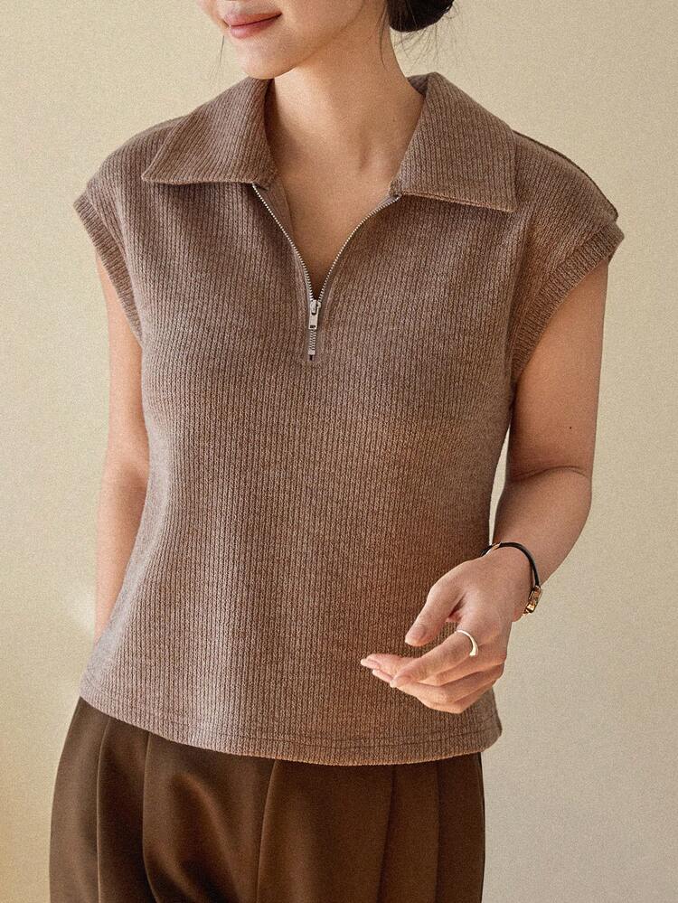 Women's Summer Polo Collar Short Sleeve Half-Placket Casual Pullover T-Shirt