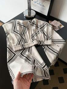 SHEIN Franclia Women's Geometric Print Linen Wide Leg Pants, 2026 Summer New Relaxed Casual Straight Leg Trousers Summer Summer Outfits For Women Summer Outfit For Women Spring Outfit Spring Outfit Women Vacation Outfits Women Holiday Outfits For Women Vacation Holiday Summer Holiday Outfits Holiday Outfits Vacation Outfits For Women Country Country Concert Outfit Country Style For Women Women's Country Pants Women's Country Clothing Female Country Look Country Outfits For Women White Pants Casual Cloths For Women Cotton Fabric - Beige - View 2