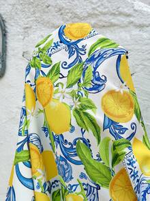 SHEIN 孕妇休闲柠檬印花无袖连衣裙 - 綠色 - 查看 7