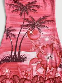 SHEIN Unity Women's Bohemian Floral Print Fitted Mini Skirt - Red - View 6