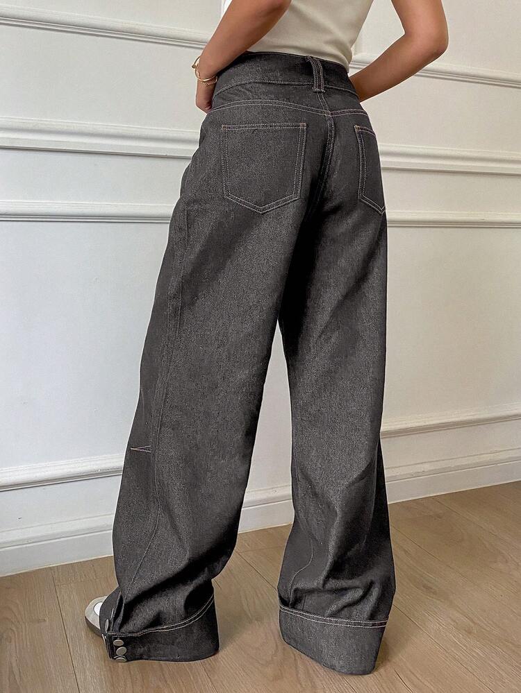 Vintage Loose Straight Leg Washed White Women Jeans