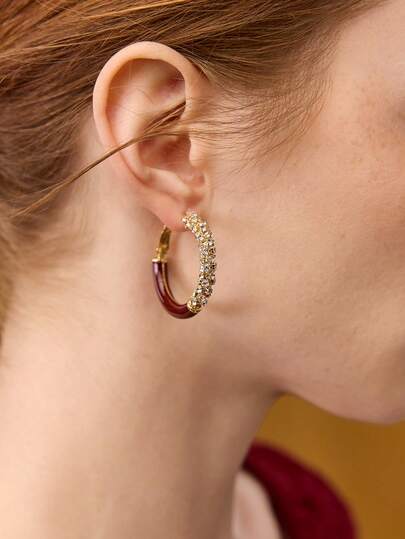 MOTF PREMIUM NEW YEAR'S BURGUNDY DRIP GLAZE RING EARRINGS WOMEN'S EAR BUCKLES LIGHT LUXURY TEMPERAMENT STUD EARRINGS