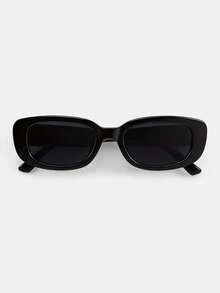 Lumivelle 1pc Women's Square Small Frame Sunglasses, Retro Casual Chic Outdoor Driving Traveling Fashion Accessory Beach Accessories For Women Sun Glasses Sunglasses Shades Fashionable Shade Elegant Outfit Family Outings Travel Vacation Holiday For Summer Beach Vacation,Outdoor,Travel - Black - View 2