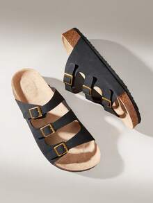 Solecia Sapatos Femininos Chinelos de Sola Grossa Versáteis para Uso na Primavera e Verão, Sapatos de Férias de Verão, Sapatos de Primavera, Primavera Break, Páscoa, Natal - Preto - Visão 2