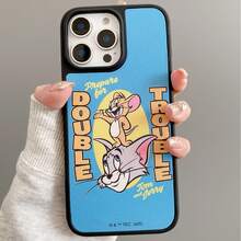 TOM & JERRY X SHEIN 这款猫和老鼠卡通图案二合一手机壳采用 TPU+PC 材质，具有防震磨砂质感和皮革纹理，可防止手汗。精致的心形图案有效保护您的 Apple iPhone 14/15 和 16/17 Pro Max 手机。 - 彩色 - 查看 2