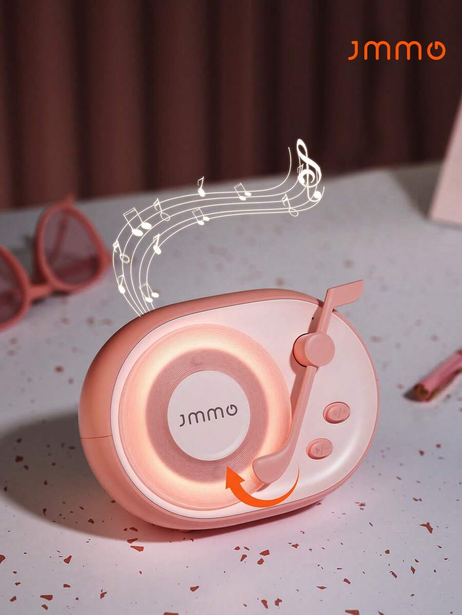 JMMO 无线迷你扬声器，可爱的音符，具有清晰立体声丰富低音的扬声器，便携式扬声器兼容 iPhone、Android 设备和平板电脑圣诞礼物，秋冬季假期露营必备品度假配件，露营用品 - 粉色 - 查看 1