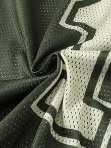 ROMWE MEN Prep 男士运动短袖T恤，网眼拼接面料，夏季款 - 軍綠色 - 查看 5