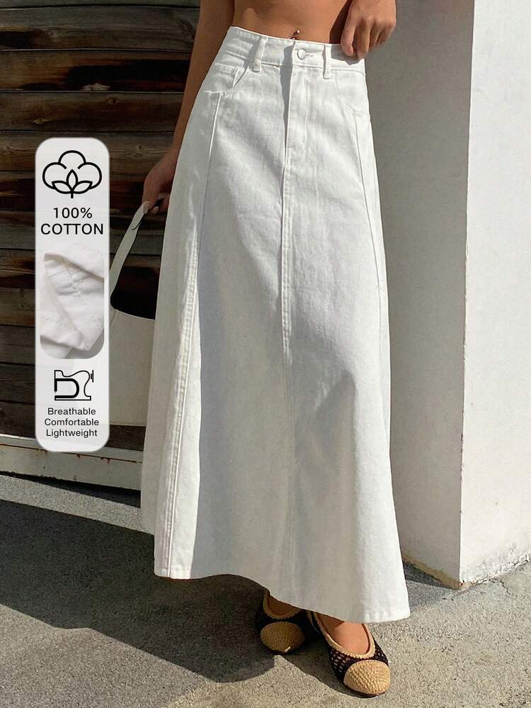 Women's Regular Waist Long Casual Elegant Denim Skirt Y2k