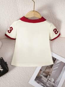 Blusa de manga corta con estampado de letras, informal, para niñas, verano - Multicolor - Ver 2