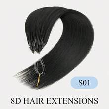 8D Micro Link Nano Beads Hair Extensions,16-22 INCH 50G/Pack, Micro Loop Human Hair Extensions, Invisible No Trace,Straight Human Hair,Invisible Mini Silicon Beads Easy To Install,Seamless, Natural Straight Hair,Perfect For Long Hair Lengthening, Hair Lengthening Straight Hair Texture Natural Hair Look - Multicolor - View 2