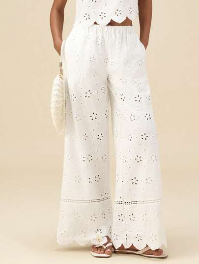 Travachic 2026 Spring/Summer Embroidered Lace Hollow Out Pants, Vacation Outfits, Boho Chic, Country Concert Outfit, Holiday Festival Outfits, Beach Outfits For Women, Summer Outfits For Women, Old Money Style Women, Graduation Outfit, Summer Sun Dress, Birthday Dresses For Women, Bohemian Elegant Floral White Casual Summer Holiday Outfits, Vacation Outfits For Women Casual & Elegant, Sequin Women Carnival & Valentine's Day & Wedding Party & Music Festival