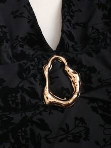 Sweetra Spring/Summer New Flocked Fabric Double-Layer Ruffle Mini Dress, Suitable For Parties, Birthday Celebrations - Black - View 3