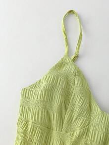 Olithes Bộ jumpsuit không tay cổ chữ V màu hồng cánh sen dành cho nữ, thích hợp cho kỳ nghỉ xuân/hè. - màu xanh lá - Xem 8