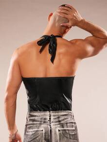 FeverCity 男士时尚性感交叉吊带连体裤 - 黑色 - 查看 2