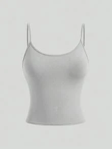 Girlism 4pcs/Set Teen Girls Cropped Casual Camisole Tops, Suitable For Spring, Summer, Autumn And Winter - Dark Grey - View 7