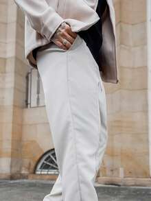 Artur Kramer Manfinity CasualCool 新款日本风格宽松直筒裤，松紧腰，休闲时尚，白色男士裤子 - 米色 - 查看 3