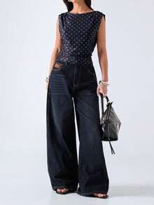 LYSMO 夏季女士性感波点印花露背吊带背心 - 紫色 - 查看 6