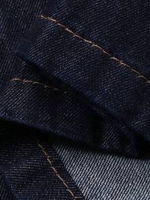 DAZY Conjunto casual de verano con top de corpiño con bajo en línea A y jeans rectos holgados - Azul lavado oscuro - Ver 8