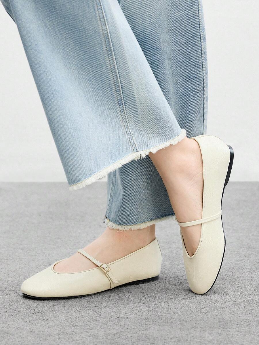 CUCCOO BIZCHIC Women's Casual Buckle Design Everyday Versatile Shoes Spring Shoes - Beige - View 1