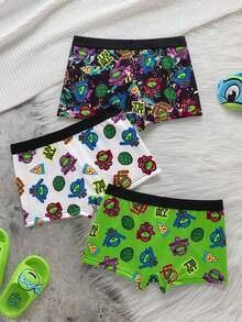 TEENAGE MUTANT NINJA TURTLES | SHEIN 男童卡通印花平角内裤 - 黑色 - 查看 2
